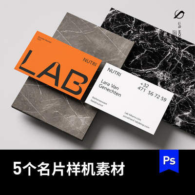 家居家具品牌85X55mm大理石名片mockup样机VI提案贴图PS素材