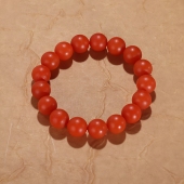 收藏级天然保山南红玛瑙柿子红手串干净少纹裂12.8mm本命年可戴