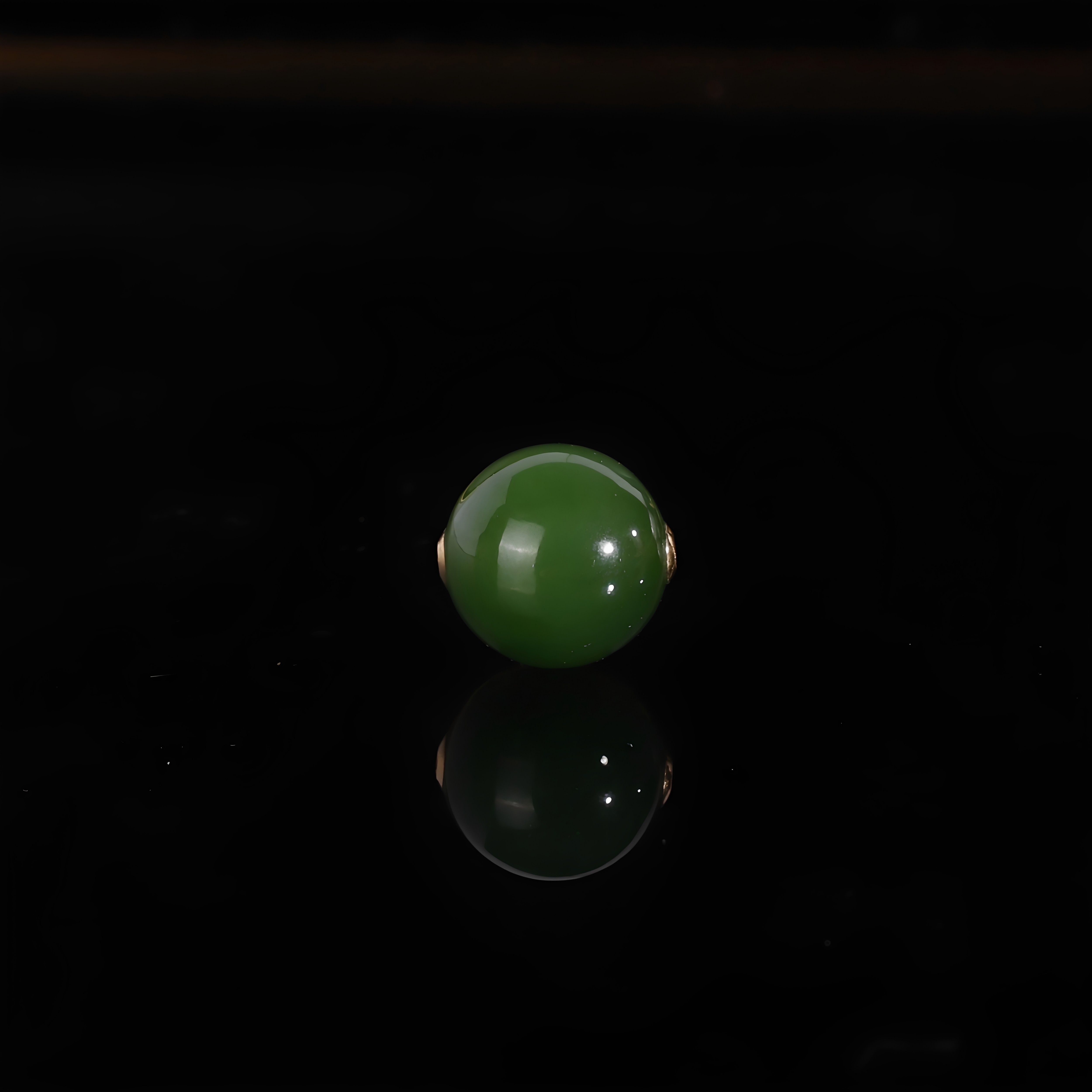 天然和田玉碧玉圆珠配饰18k金镶嵌项链吊坠13mm菠菜绿无黑点