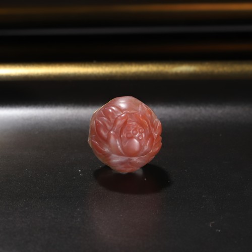 原矿天然盐源玛瑙雕刻金鱼荷花珠diy配饰转运珠顶珠散珠13mm01