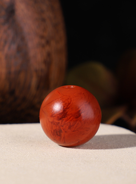 多宝 川料南红散珠19.5mm H05哑光火焰纹满色满肉单珠配珠大孔珠