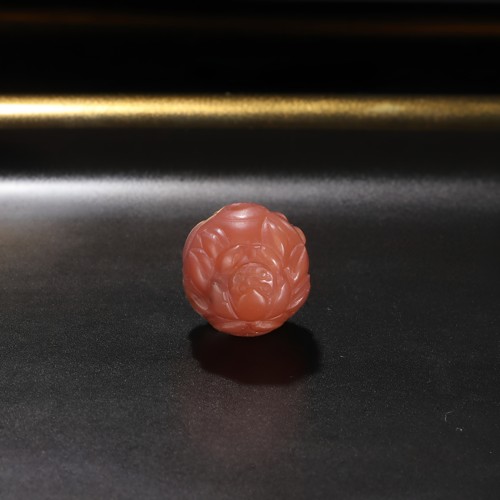 原矿天然盐源玛瑙雕刻俏色金鱼荷花珠散珠diy配饰顶珠13mm07