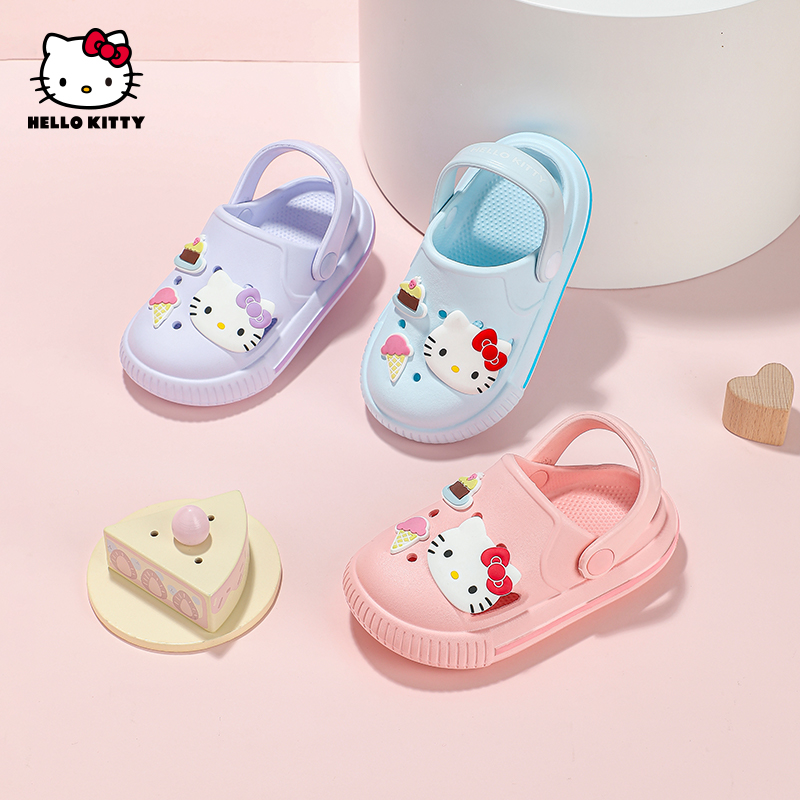 HELLO KITTY凯蒂猫童鞋女童凉拖鞋夏季新儿童软底洞洞鞋户外拖鞋
