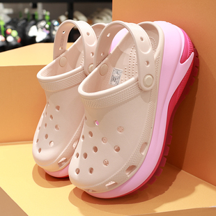 210749 CROCS洞洞鞋 卡骆驰夏季 经典 花呢光轮clog男女厚底增高凉鞋