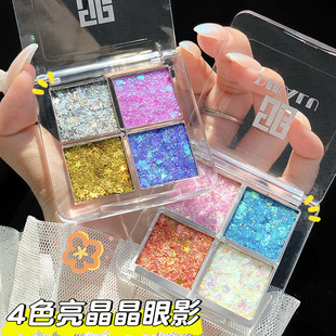 儿童舞台妆幼儿园演出眼影亮片闪粉啫喱免胶水眼贴四色亮晶晶彩妆
