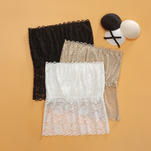 真丝裹胸带胸垫防走光蕾丝抹胸无肩带吊带背心女内搭薄款 外穿 夏季