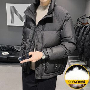 90%白鸭绒冬装新款纯色立领面包服羽绒服男潮大码212
