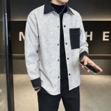 店主风2025春装新款小香风翻领衬衫男衬衣外套潮CS026-P80，男装衬衫，电商D211