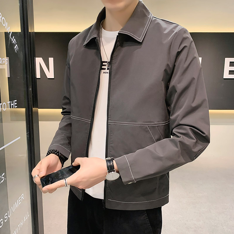 100%聚酯纤维2021秋装新款休闲翻领夹克男简单外套JK8867-P70控98图片