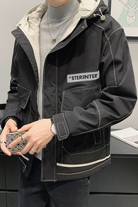 100%聚酯纤维 2021秋装新款短款连帽夹克男外套潮M1001-P75控118图片