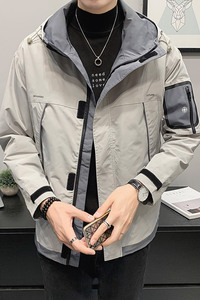 100%聚酯纤维2021秋装新款连帽夹克男修身外套潮 JK8812-P85控118图片