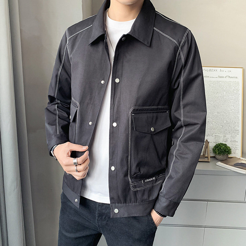 100%聚酯纤维秋装新款休闲夹克男百搭外套上衣潮 JK8826-P85控118图片