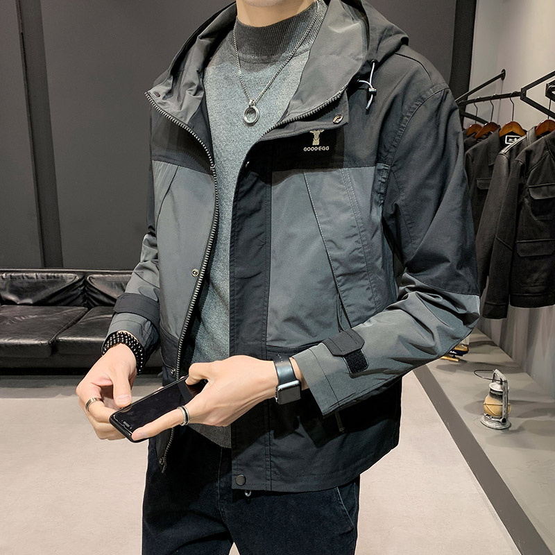 100%聚酯纤维 2021秋装新款短款连帽夹克男秋季外套JK003-P75控98图片