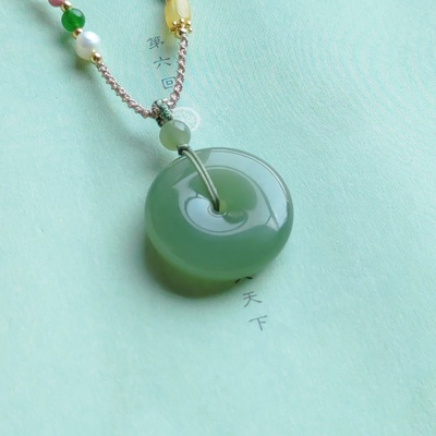 天然和田玉晴水料平安扣吊坠