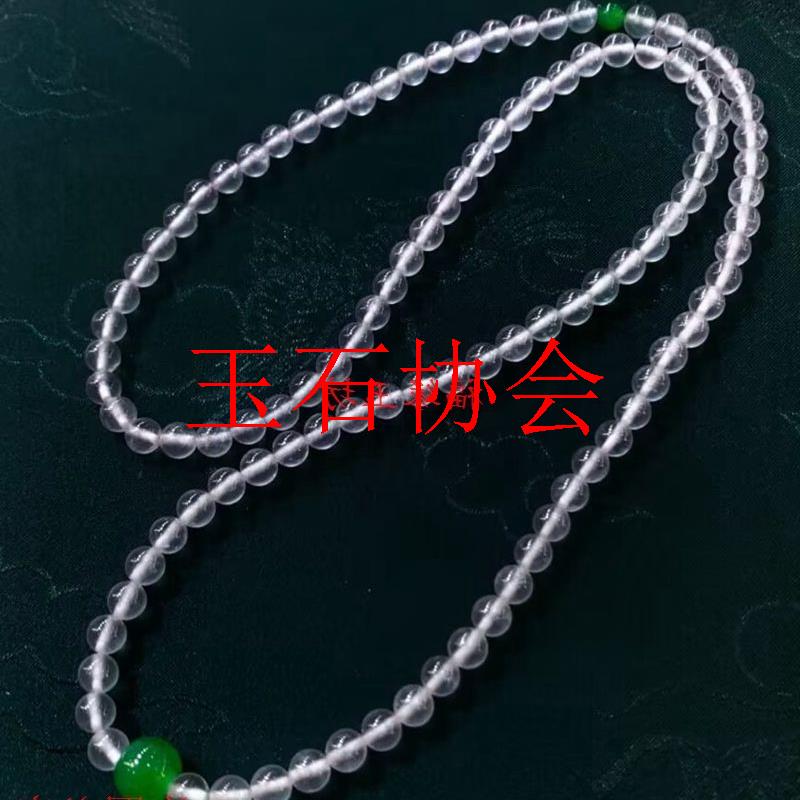 高端缅甸翡翠色高冰种白冰圆珠项链玉珠子毛衣链多圈玉手串时尚百