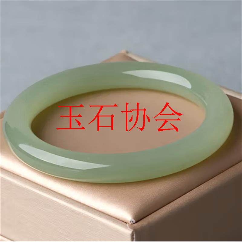 和田玉青玉手镯冰底晴水青色湖水绿圆条美人镯清冷古风高级百搭款