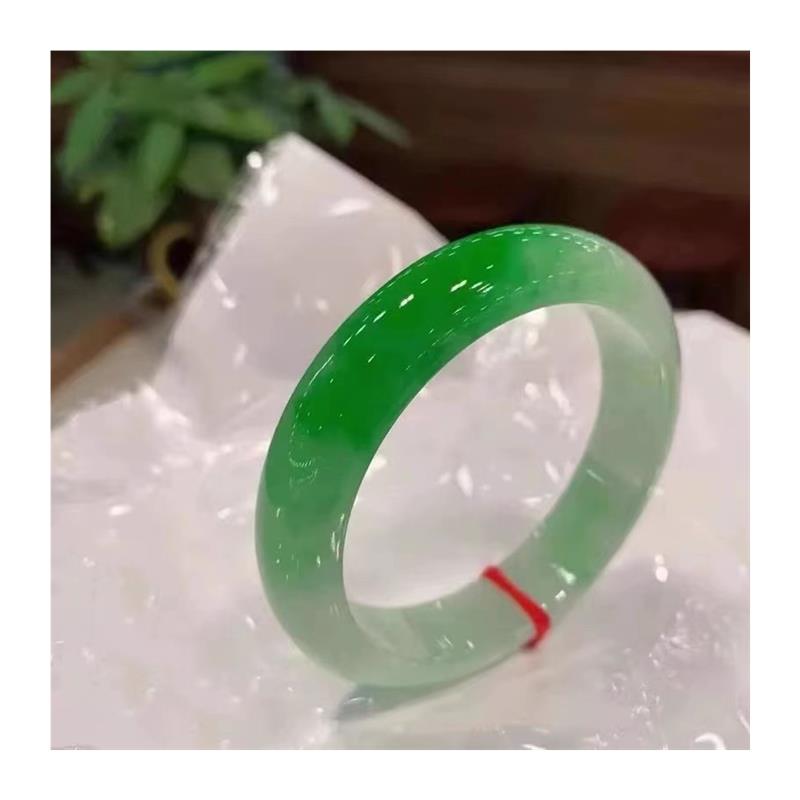 高端缅甸款手镯翡翠色玉石飘花冰糯种帝王绿满绿阳绿圆条玉镯送礼