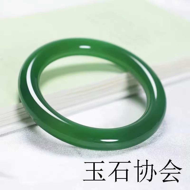 缅甸翡翠色帝王绿冰种翡翠色手镯老坑满绿贵妃镯圆条正圈镯子女款