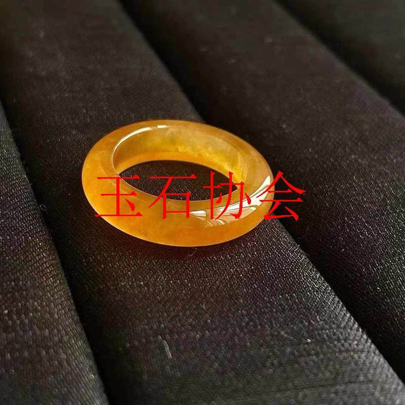 缅甸老坑冰种翡翠色戒指鸡油黄翡戒圈素面男女款处理尾戒大小扳指