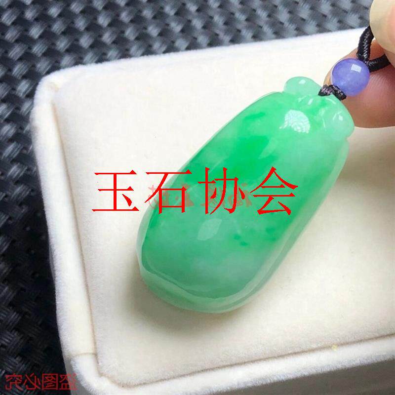 源头老坑翡翠色福瓜吊坠缅甸冰种玉坠挂件平安福禄寿三全锁骨项链
