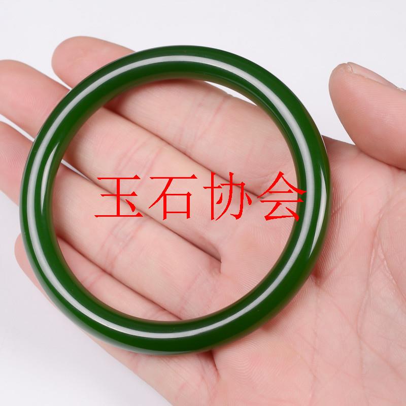 正宗新疆和田玉碧玉手镯细条女款老坑菠菜绿昆仑碧玉叮当玉镯圈子