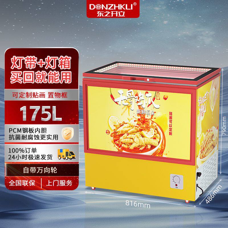 东之开立展示柜商用雪糕柜冷冻智能圆弧柜玻璃门户外两用车载冰箱
