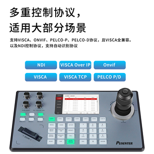 远程网络视频会议摄像头控制键盘RS422 RS232 RS485 RJ45网络接口ONVIF/NDI/PELCO-P/PELCO-D协议