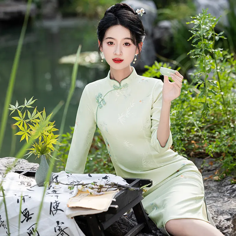中长款小个子旗袍春季气质显瘦改旗袍