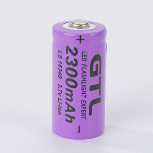 外贸GTL16340锂电池3.7V大容量2300mah强光手电筒电池锂电池体重