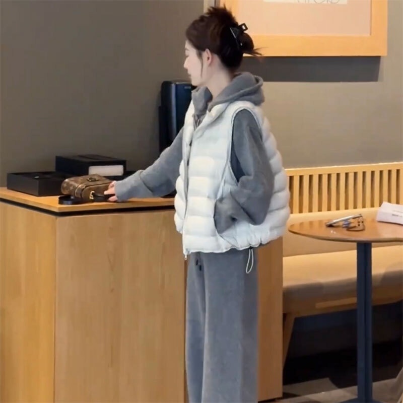 立领排骨短款羽绒服马甲女2025秋冬季新款小个子韩版休闲坎肩上衣