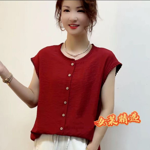 2025夏季新款时尚百搭气质宽松遮肉显瘦洋气圆领木耳短袖女士上衣
