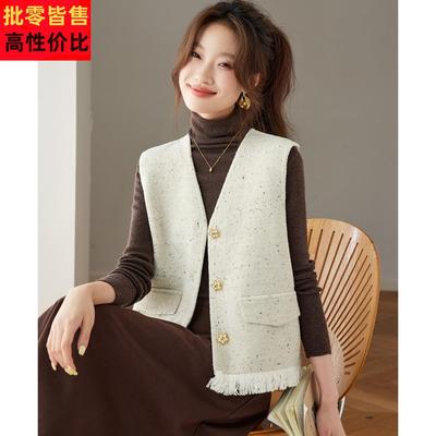 v领针织马甲女款2025新款秋冬高级感小香风亮丝无袖坎肩短款上衣