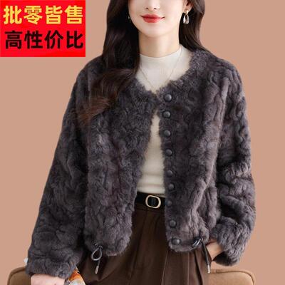 皮毛一体2025新款爆款海宁皮草外套女小个子短款毛毛加厚年轻洋气