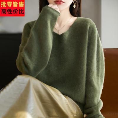 100纯羊毛拉毛针织打底衫女2025新款洋气大码女装上衣秋冬毛衣