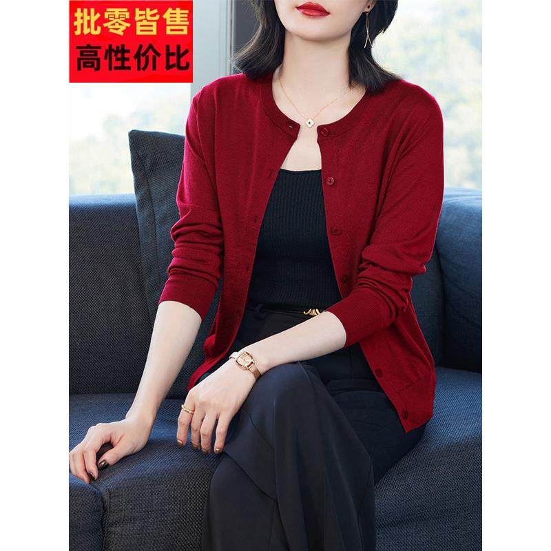 圆领针织衫女开衫短款毛衣外套薄羊毛衫宽松大码女装中老年妈妈装,女装/女士精品,毛针织衫,淘宝优惠券,粉丝福利购,淘宝优惠卷