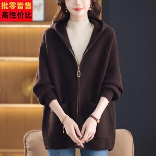加肥加大码新款女装秋冬连帽毛呢外套宽松休闲胖妹妹双面羊绒大衣