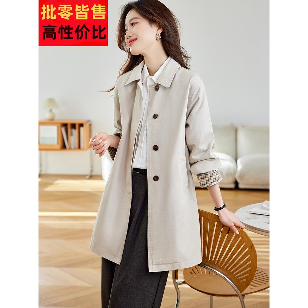 中长款风衣女装2025春秋新款今年流行爆款超火小个子时尚休闲外套