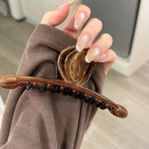 油画大师~复古大号抓夹女新款发夹后脑勺鲨鱼夹子高级感气质头饰