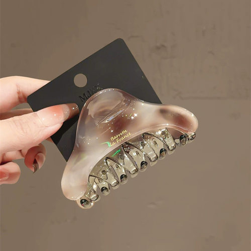 浅灰醋酸抓夹女高级感新款发量少盘发马尾夹子后脑勺半扎发鲨鱼夹