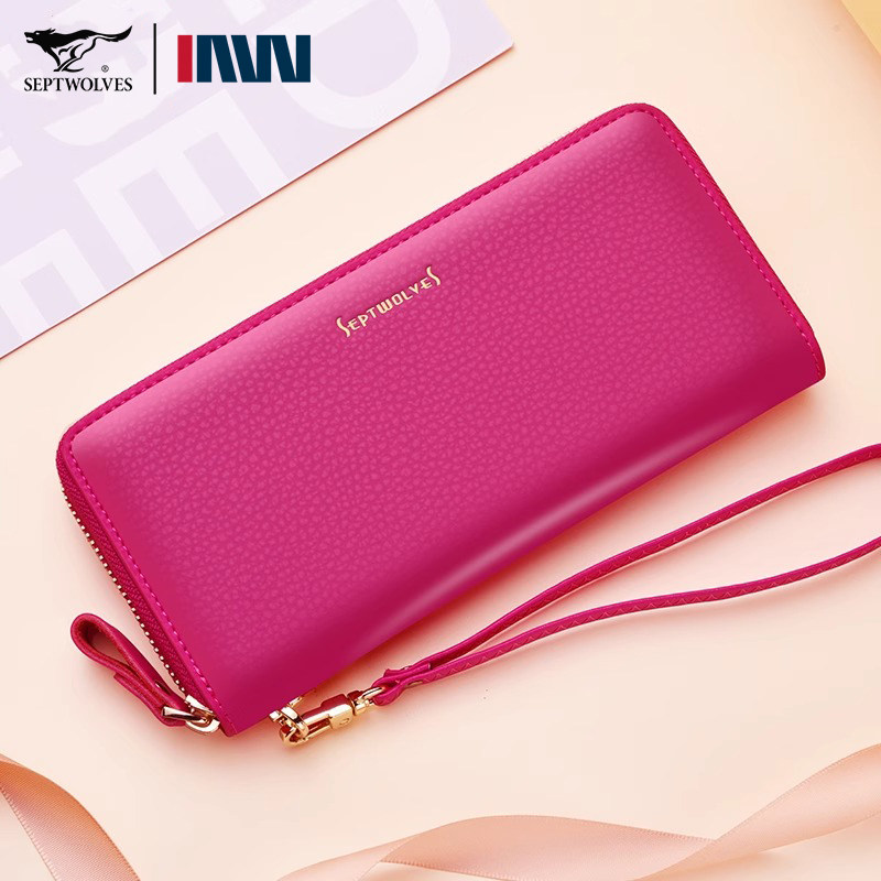 七匹狼钱包女真皮新款长款拉链手拿包精致专柜正品皮夹软牛皮ins,箱包皮具/热销女包/男包,钱包,淘宝优惠券,粉丝福利购,淘宝优惠卷