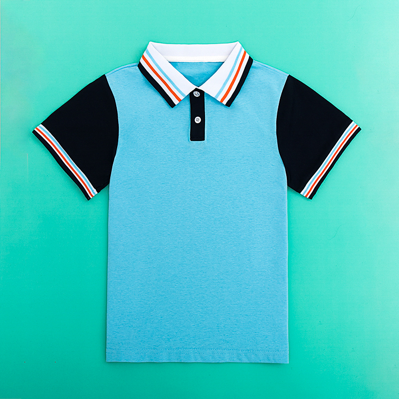 台山市夏季中小学生短袖蓝POLO衫