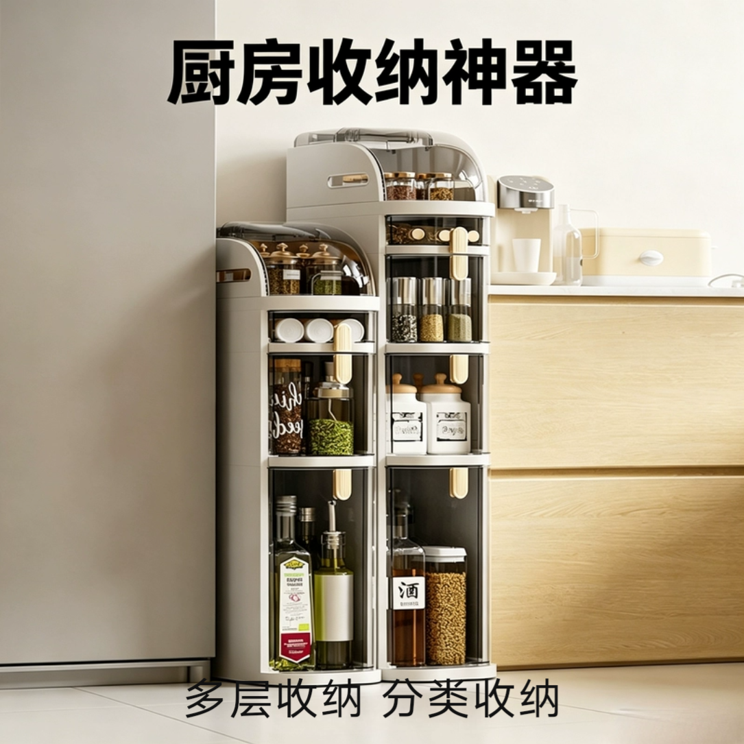 轻奢夹缝多层收纳柜厨房冰箱侧边缝隙置物架大容量调味品储物架子