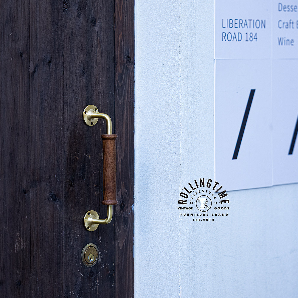 軸年胡桃木黄铜复古门把手柜拉手