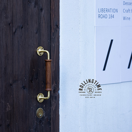 軸年胡桃木黄铜复古门把手柜拉手