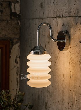 轴年Rolling time 复古黄铜玻璃壁灯 日式工业风过道镜前床头灯