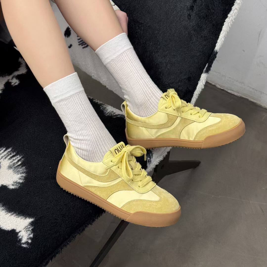 女鞋品牌正品春秋新款拼接软底舒适百搭防滑耐磨系带时尚德训单鞋