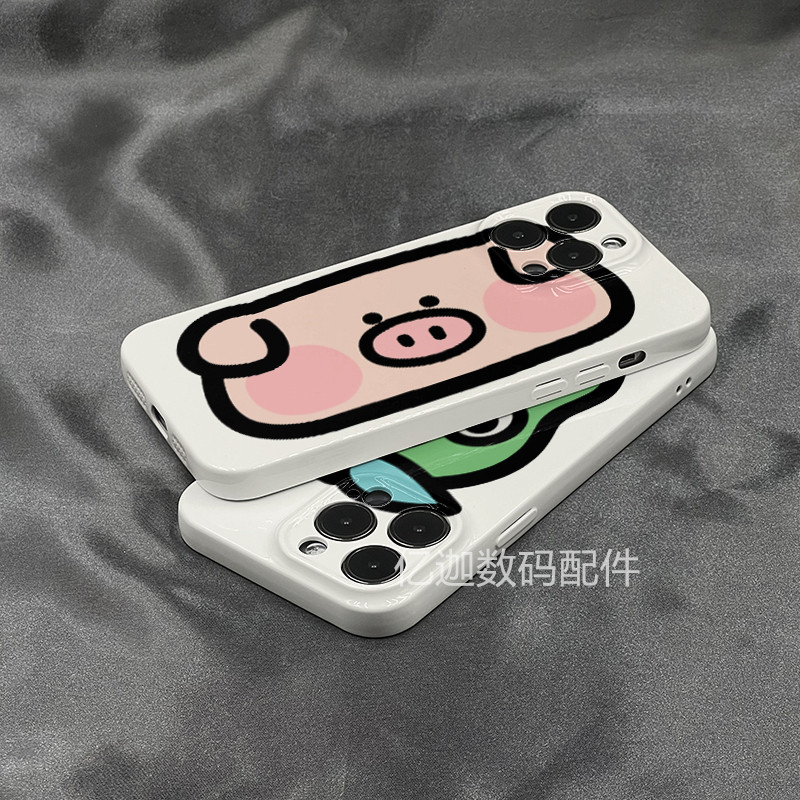 iPhone16promax粉色猪猪青蛙适用苹果14plus手机壳卡通可爱iphone13promax新款超薄软壳11华