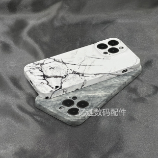 冷淡风大理石纹适用苹果13手机壳新款iPhone16promax菲林超薄硬壳14pro保护套14plus防摔12个性11简约软壳XSM