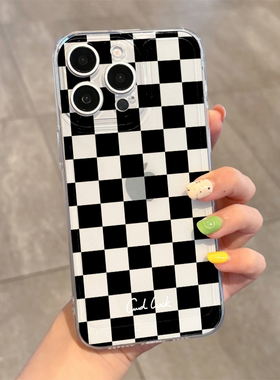 适用于iPhone16promax手机壳CL黑色棋盘格13/14小米15华为mate70简约个性网红原创ins软壳透明潮牌高级感全包