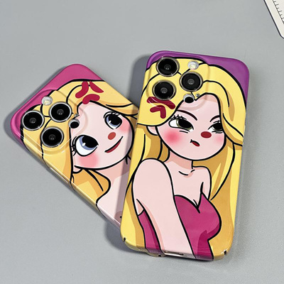 卡通人鱼爱丽丝公主手机壳适用于iPhone11/12/13/14Promax全包菲林壳苹果7/8/X/XR搞怪个性情侣保护套INS风